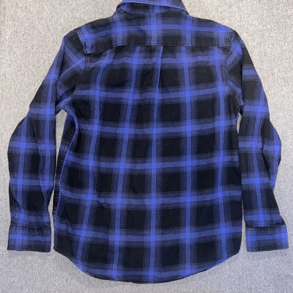 Vans Off The Wall Shirt Mens M Blue Plaid Collard Flannel Button Long Sleeve - Picture 2 of 7